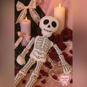 Plush Skeleton Weighted Halloween Shelf Decor Candy Corn Lane NWT 32”